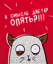 Кристальная ( алмазная) мозаика  " ФРЕЯ" ALVM- 105 магнит " Голодный кот" 9 х 11 см